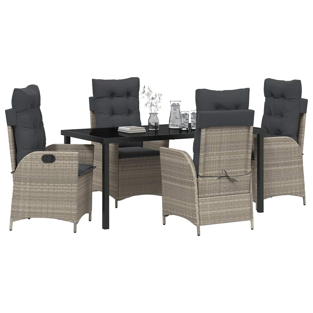 Garten Essgruppe mit Kissen 5 pcs Hellgrau Poly-Rattan