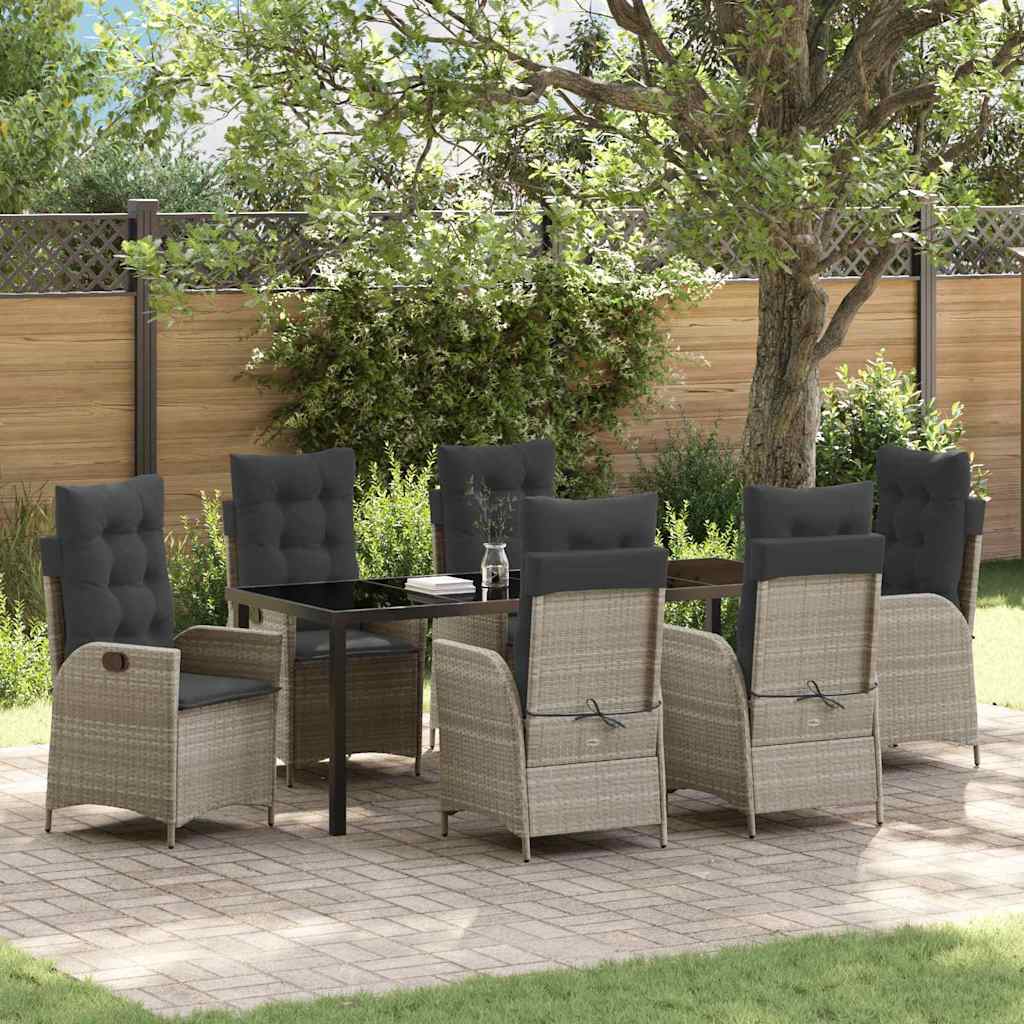 Garten Essgruppe mit Kissen 7 pcs Hellgrau Poly-Rattan