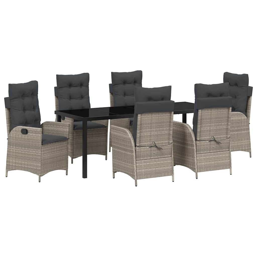 Garten Essgruppe mit Kissen 7 pcs Hellgrau Poly-Rattan