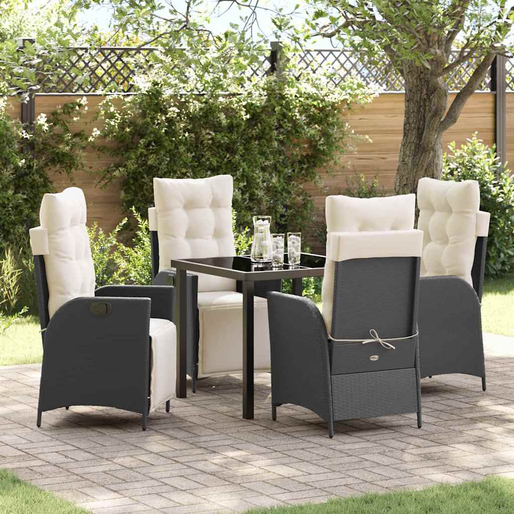 Garten Essgruppe mit Kissen 5 pcs Schwarz Poly-Rattan