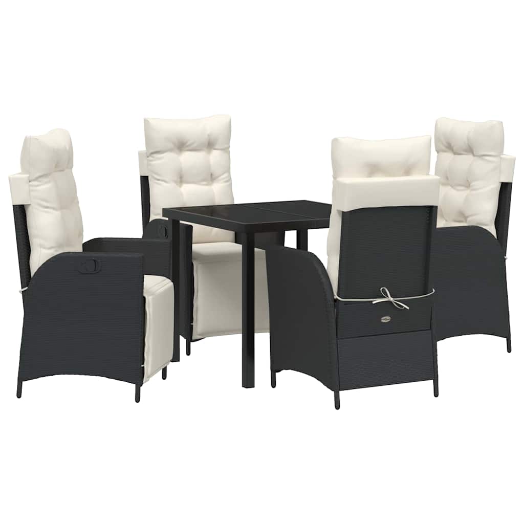 Garten Essgruppe mit Kissen 5 pcs Schwarz Poly-Rattan