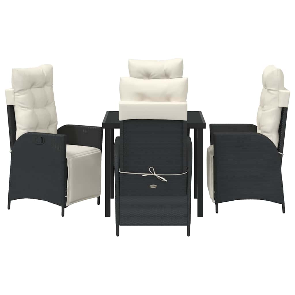 Garten Essgruppe mit Kissen 5 pcs Schwarz Poly-Rattan