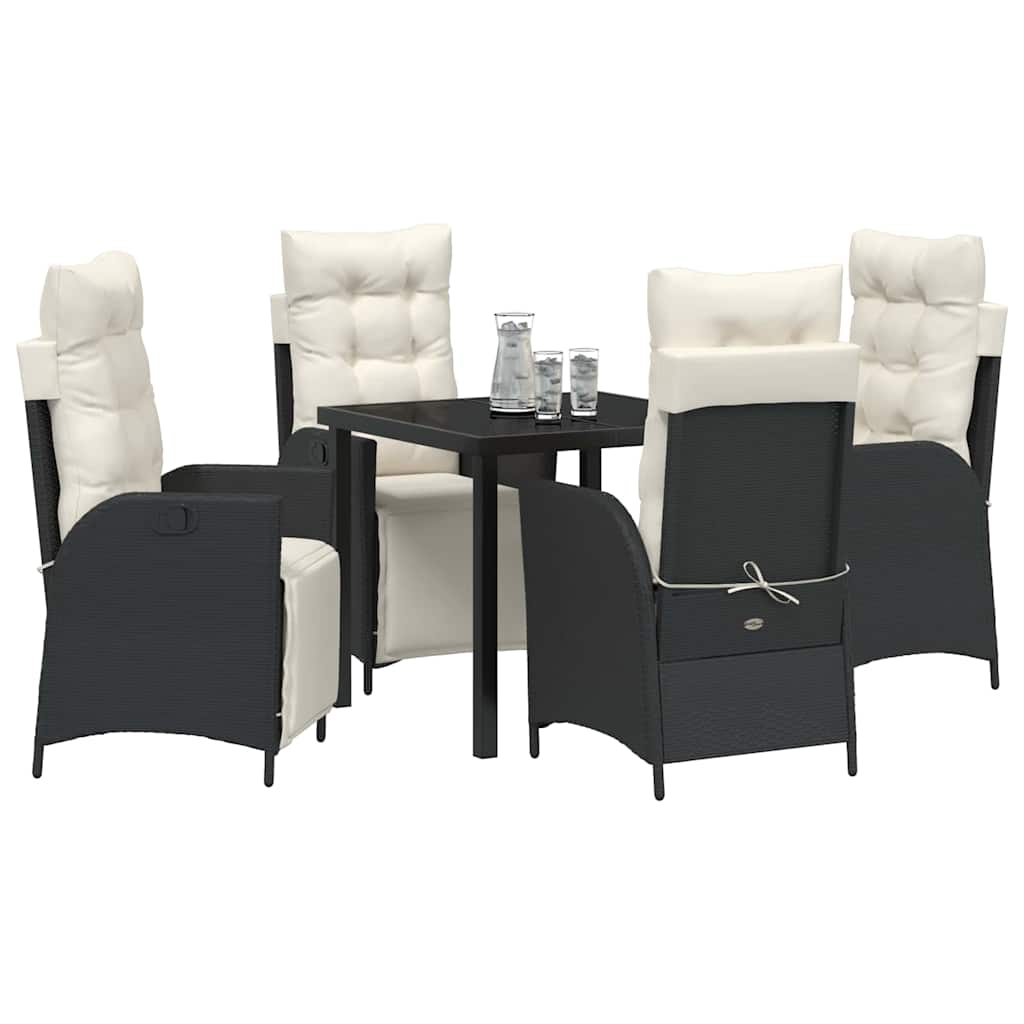 Garten Essgruppe mit Kissen 5 pcs Schwarz Poly-Rattan