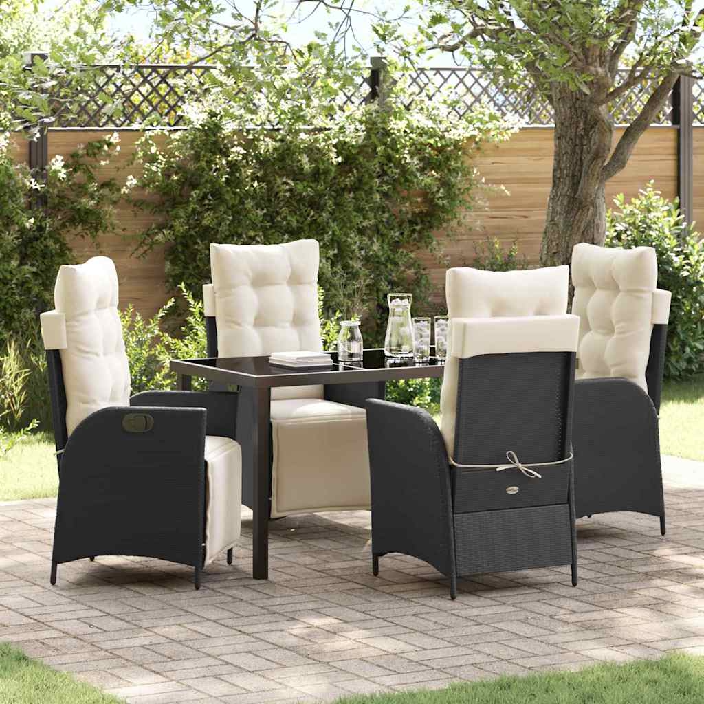Garten Essgruppe mit Kissen 5 pcs Schwarz Poly-Rattan