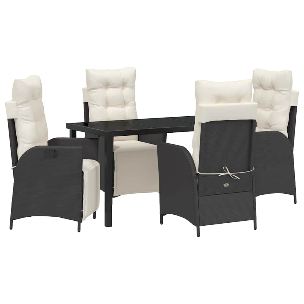 Garten Essgruppe mit Kissen 5 pcs Schwarz Poly-Rattan