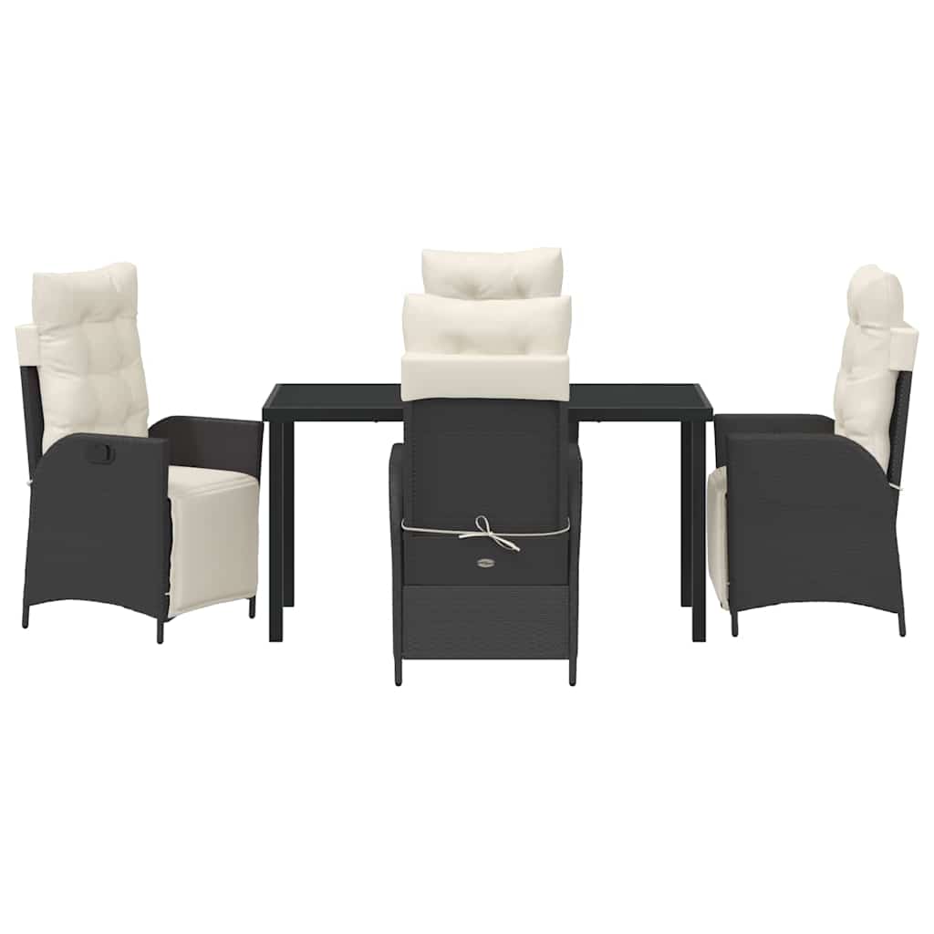 Garten Essgruppe mit Kissen 5 pcs Schwarz Poly-Rattan