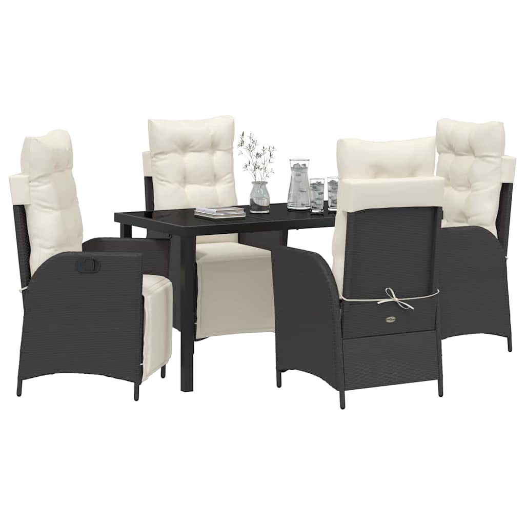 Garten Essgruppe mit Kissen 5 pcs Schwarz Poly-Rattan