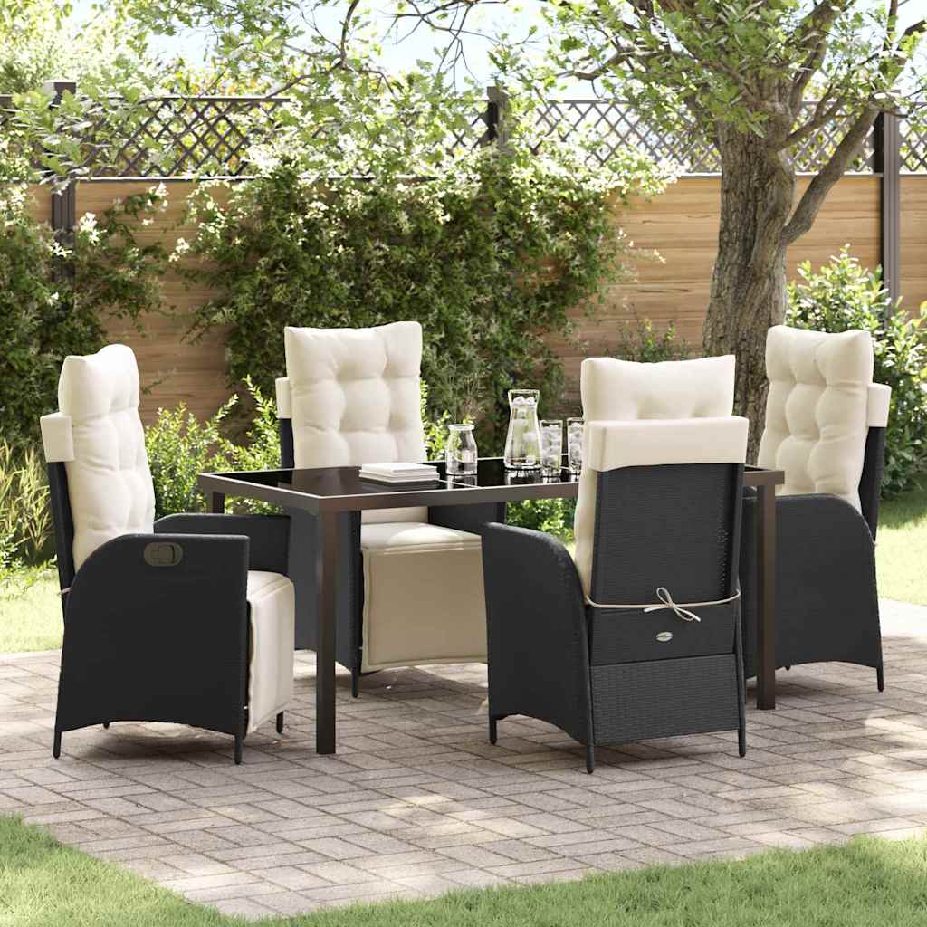Garten Essgruppe mit Kissen 5 pcs Schwarz Poly-Rattan
