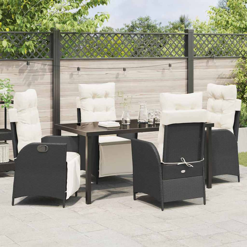 Garten Essgruppe mit Kissen 5 pcs Schwarz Poly-Rattan