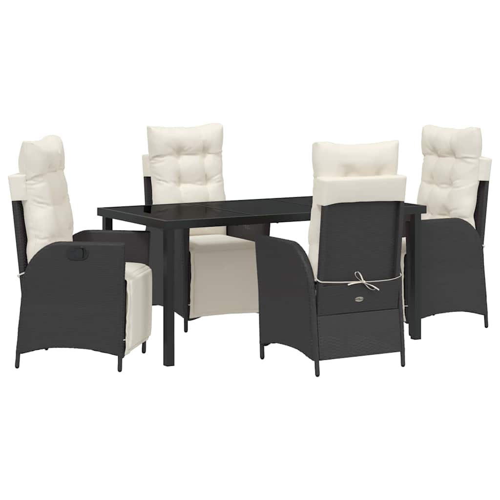 Garten Essgruppe mit Kissen 5 pcs Schwarz Poly-Rattan