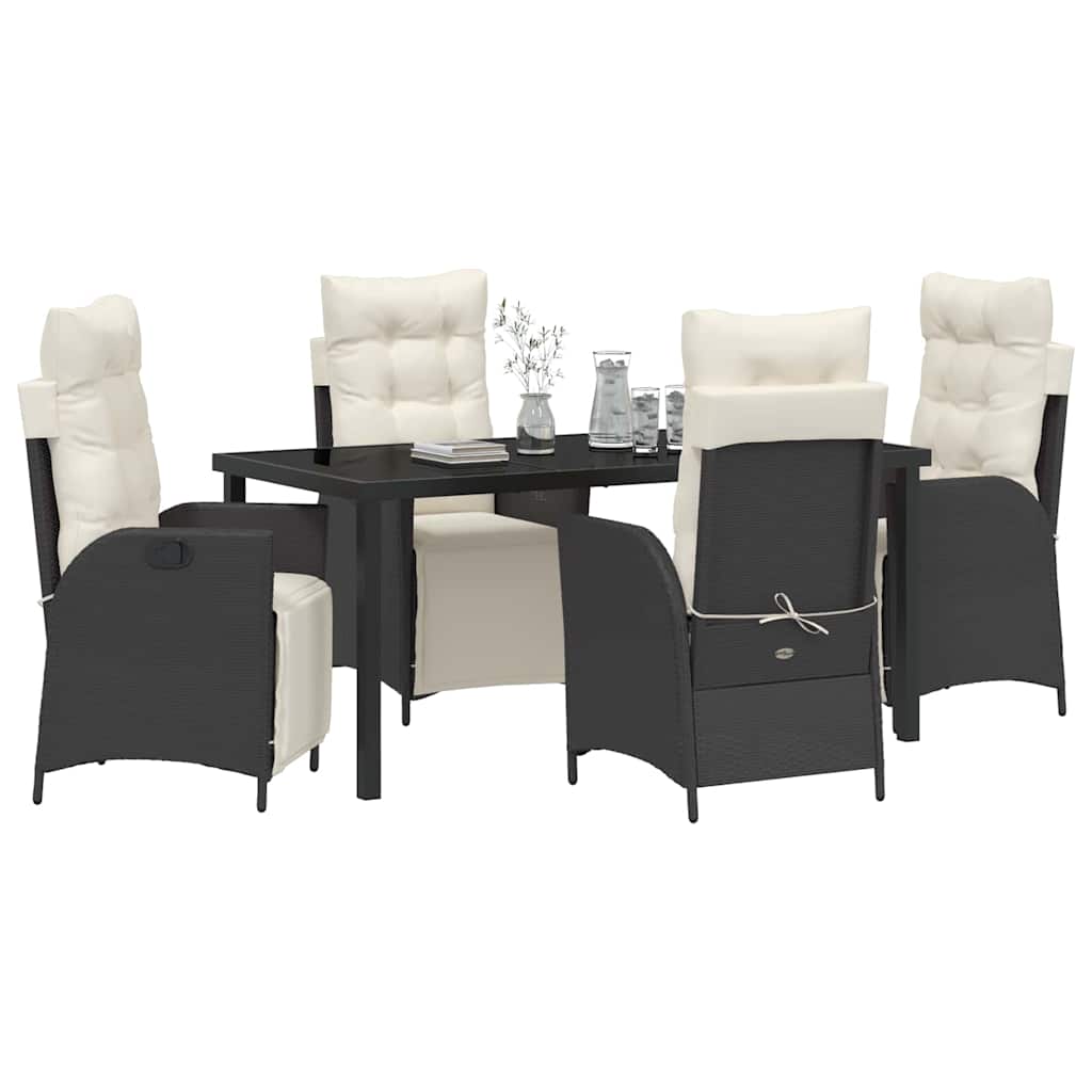 Garten Essgruppe mit Kissen 5 pcs Schwarz Poly-Rattan