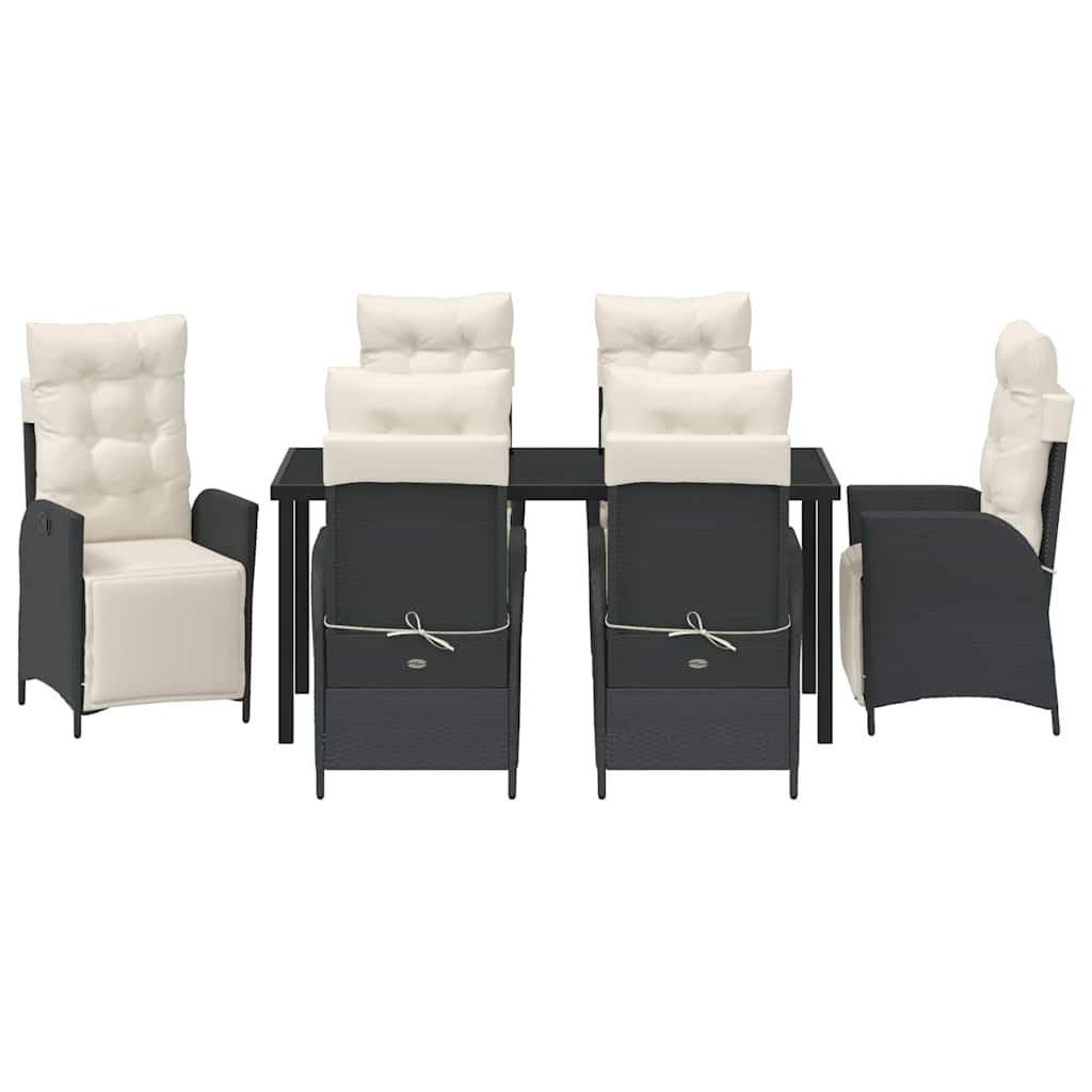 Garten Essgruppe mit Kissen 7 pcs Schwarz Poly-Rattan