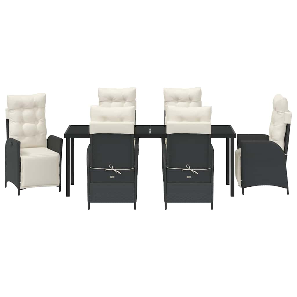 Garten Essgruppe mit Kissen 7 pcs Schwarz Poly-Rattan