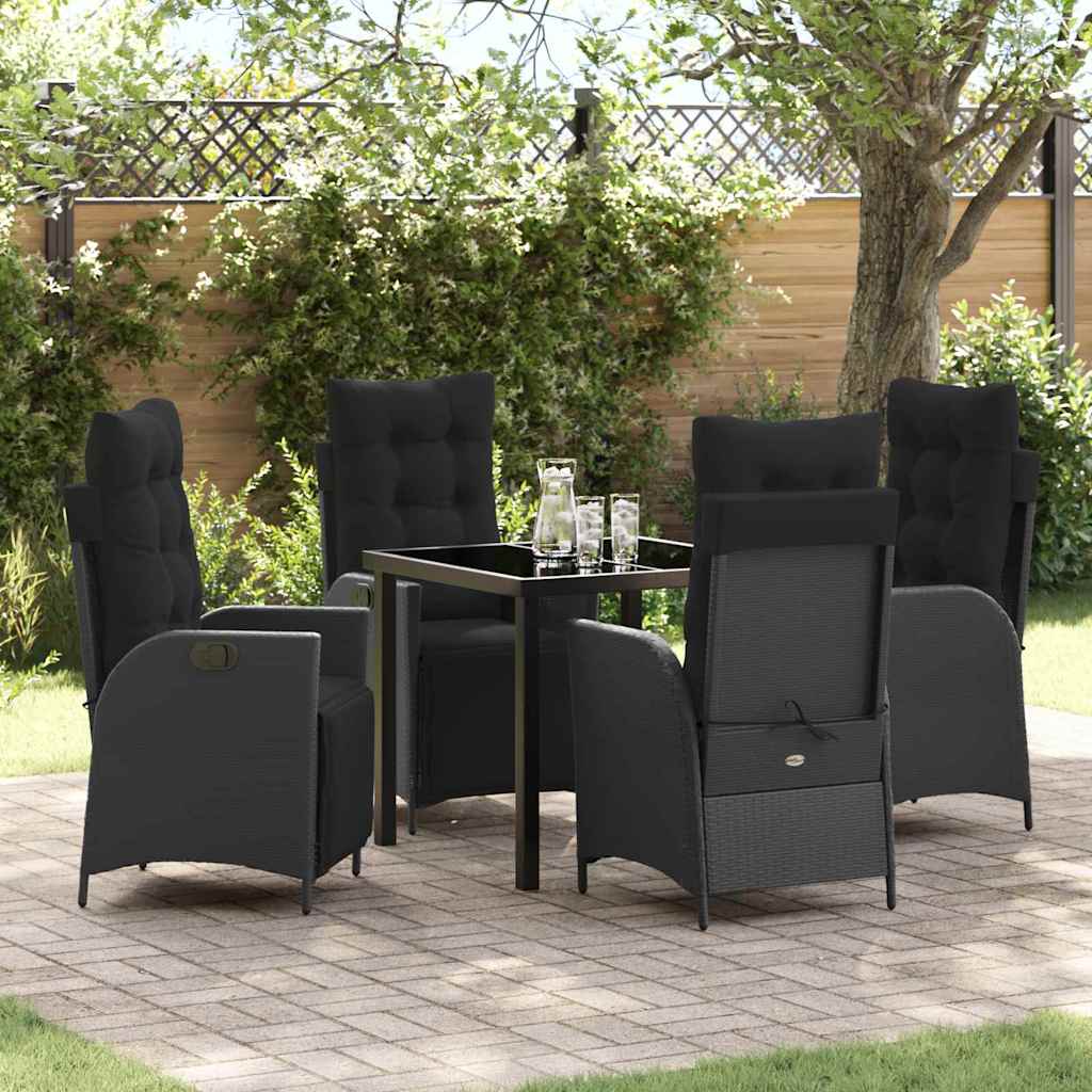 Garten Essgruppe mit Kissen 5 pcs Schwarz Poly-Rattan