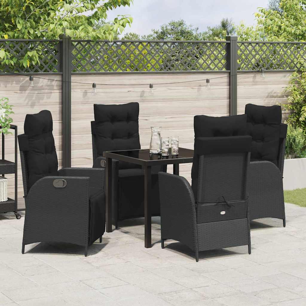 Garten Essgruppe mit Kissen 5 pcs Schwarz Poly-Rattan