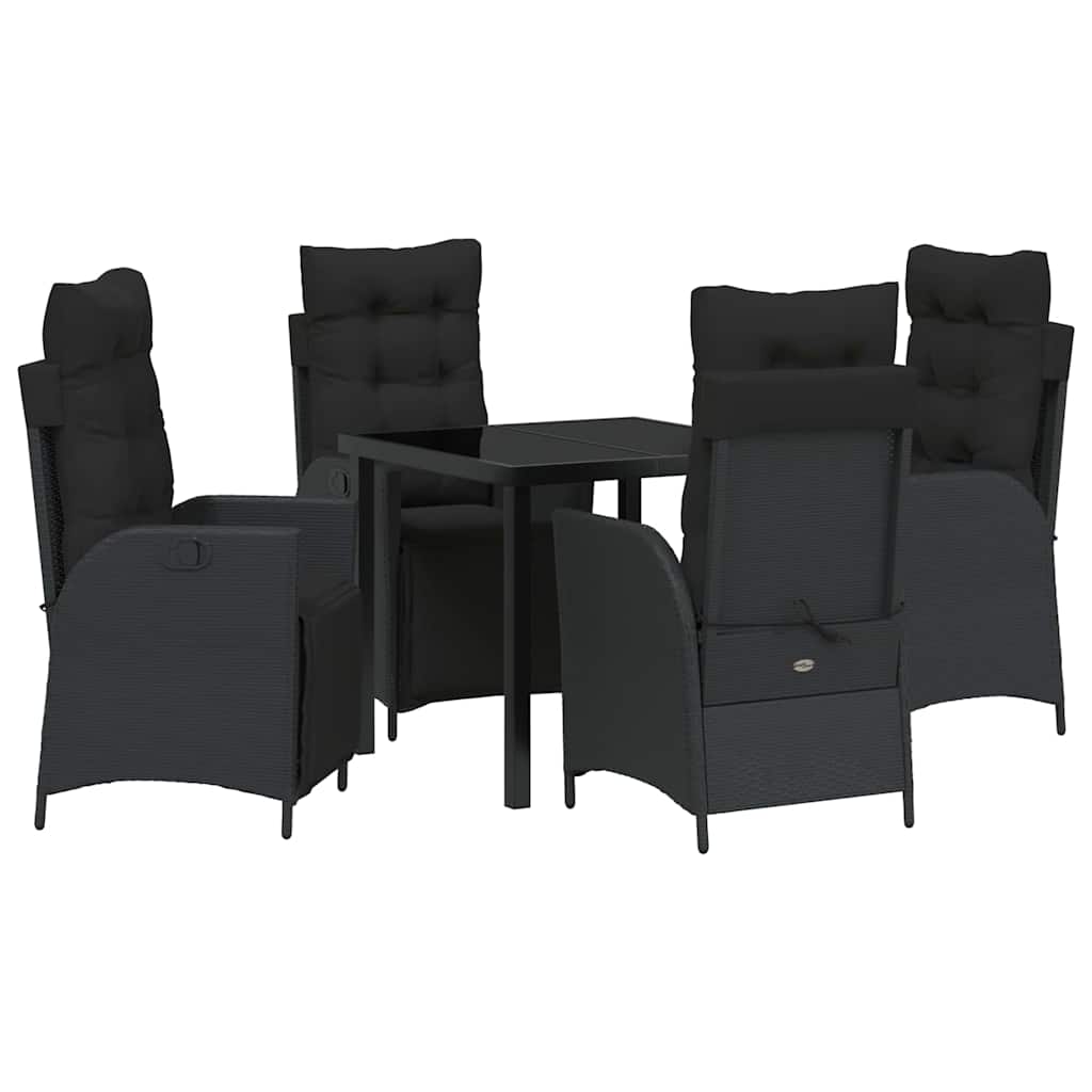 Garten Essgruppe mit Kissen 5 pcs Schwarz Poly-Rattan