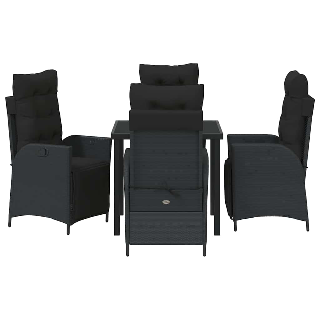 Garten Essgruppe mit Kissen 5 pcs Schwarz Poly-Rattan