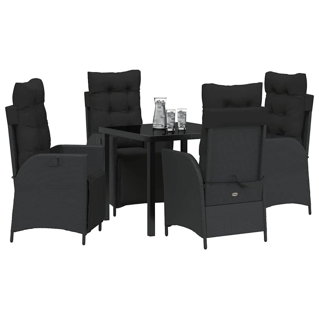 Garten Essgruppe mit Kissen 5 pcs Schwarz Poly-Rattan