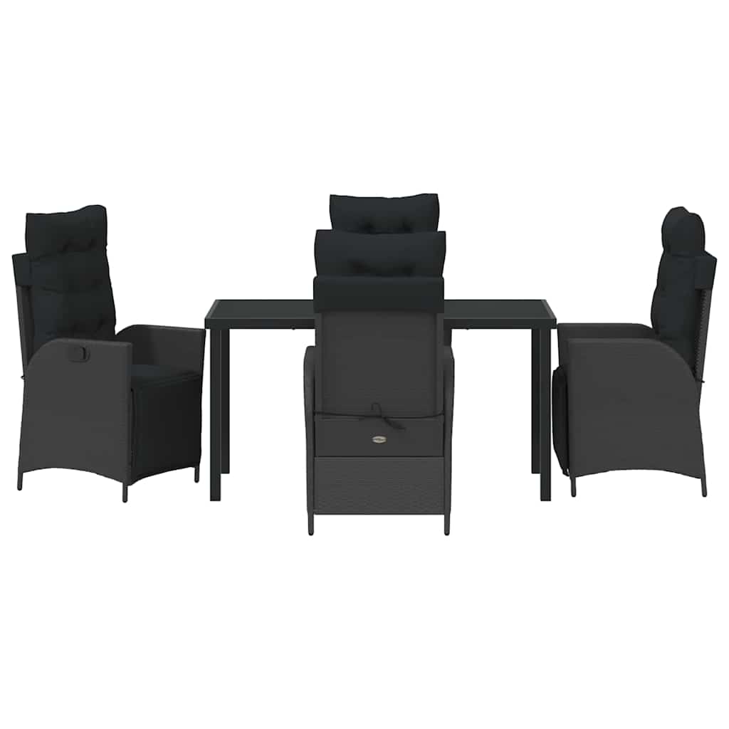 Garten Essgruppe mit Kissen 5 pcs Schwarz Poly-Rattan