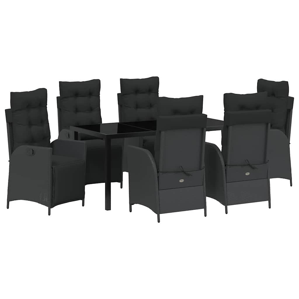 Garten Essgruppe mit Kissen 7 pcs Schwarz Poly-Rattan