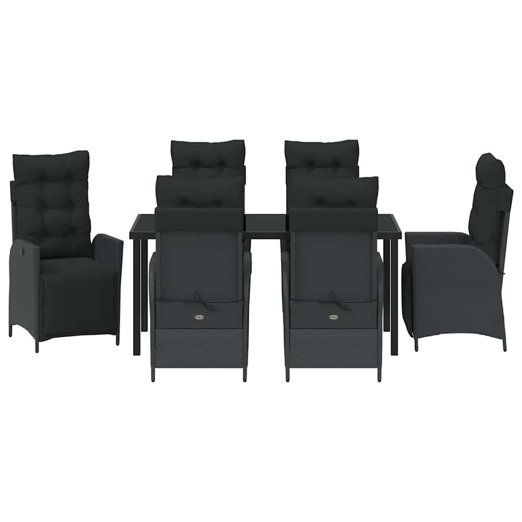Garten Essgruppe mit Kissen 7 pcs Schwarz Poly-Rattan