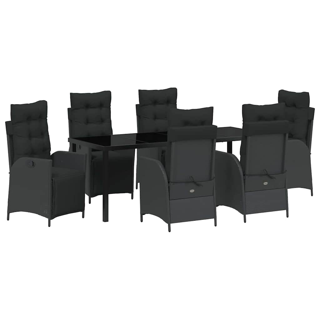 Garten Essgruppe mit Kissen 7 pcs Schwarz Poly-Rattan