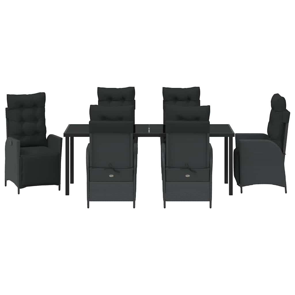 Garten Essgruppe mit Kissen 7 pcs Schwarz Poly-Rattan