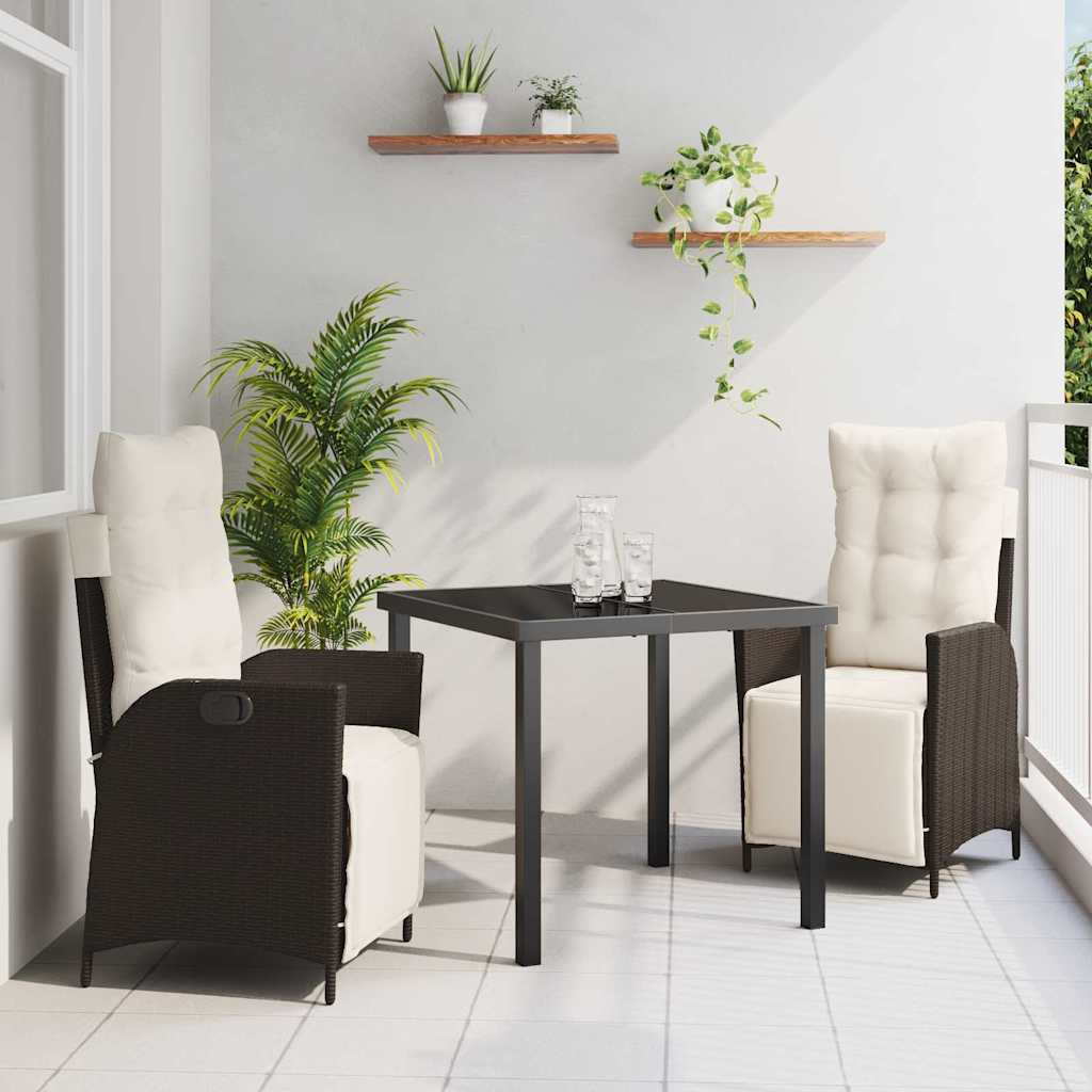 Garten Essgruppe mit Kissen 3 pcs Braun Poly-Rattan