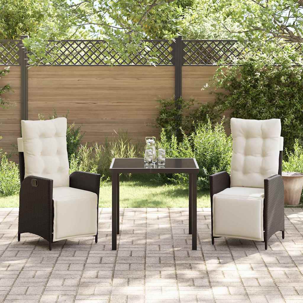 Garten Essgruppe mit Kissen 3 pcs Braun Poly-Rattan