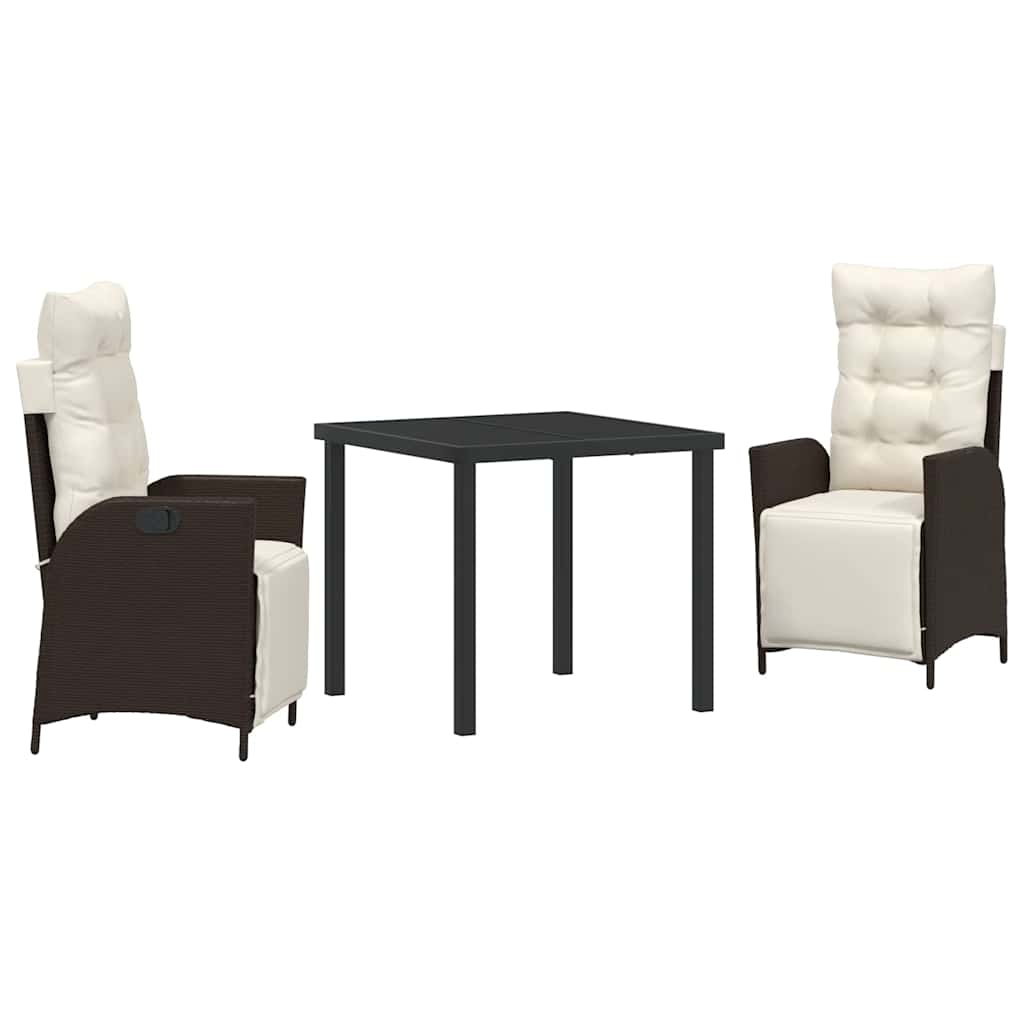 Garten Essgruppe mit Kissen 3 pcs Braun Poly-Rattan