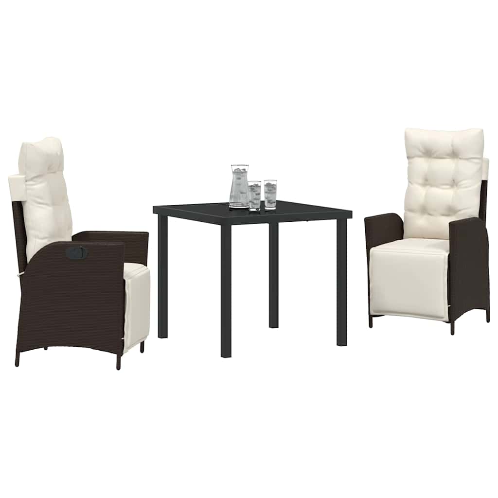 Garten Essgruppe mit Kissen 3 pcs Braun Poly-Rattan
