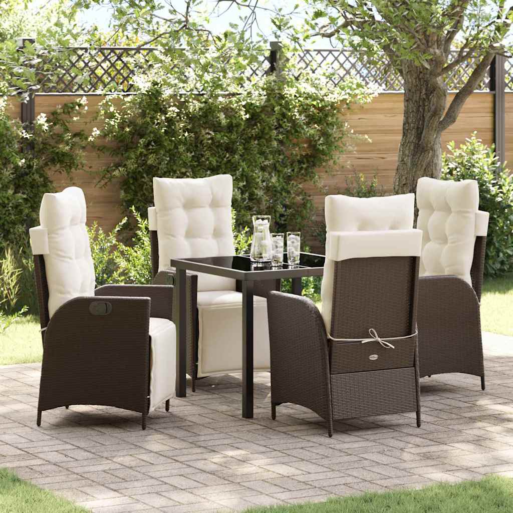 Garten Essgruppe mit Kissen 5 pcs Braun Poly-Rattan
