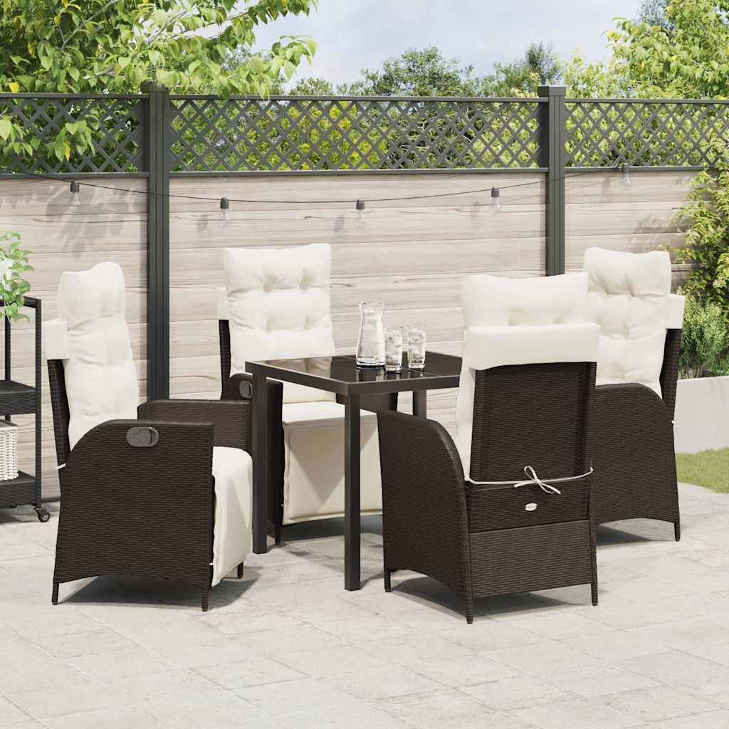 Garten Essgruppe mit Kissen 5 pcs Braun Poly-Rattan