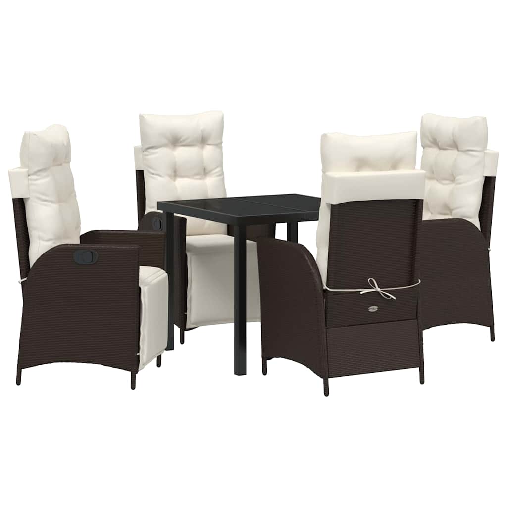 Garten Essgruppe mit Kissen 5 pcs Braun Poly-Rattan