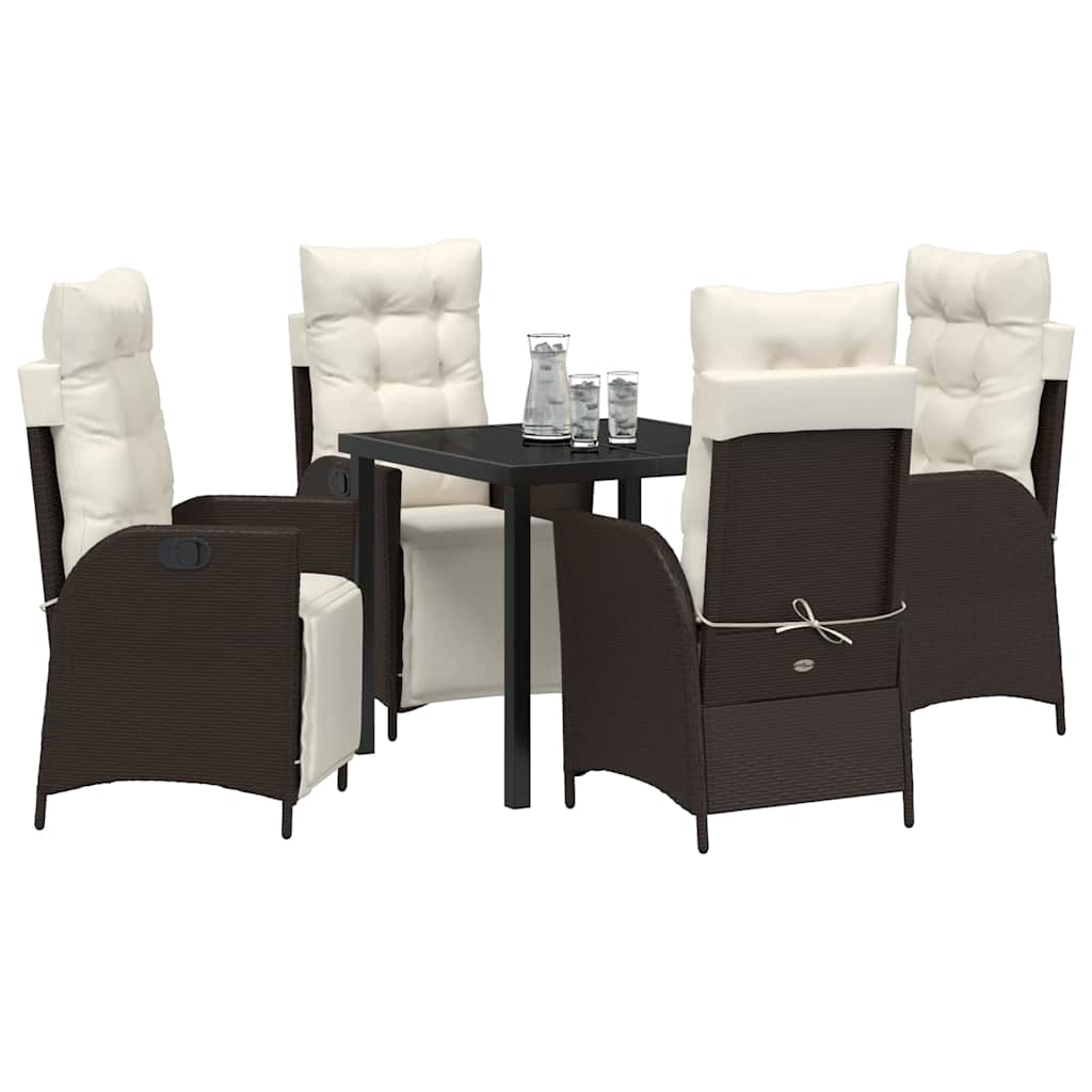 Garten Essgruppe mit Kissen 5 pcs Braun Poly-Rattan