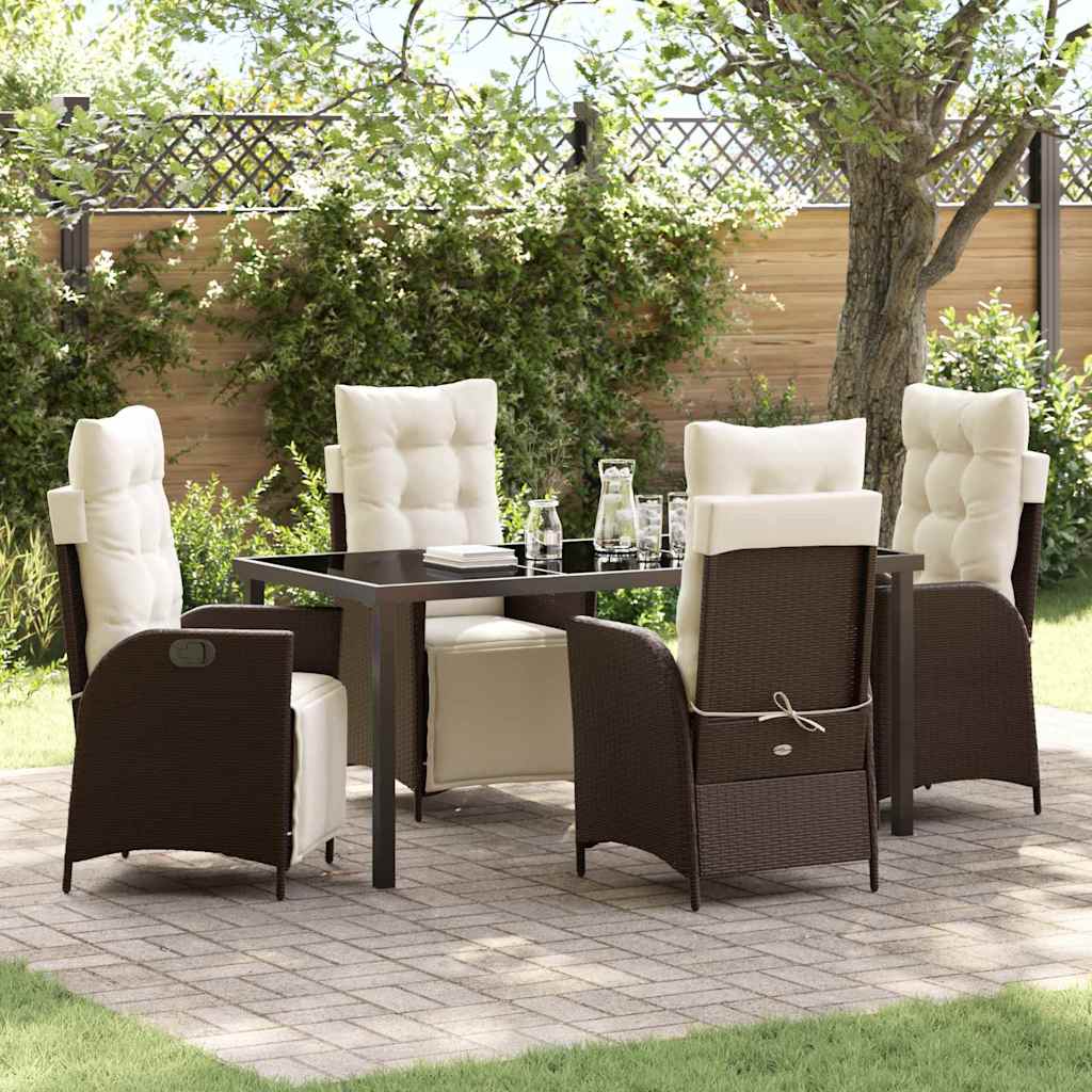 Garten Essgruppe mit Kissen 5 pcs Braun Poly-Rattan