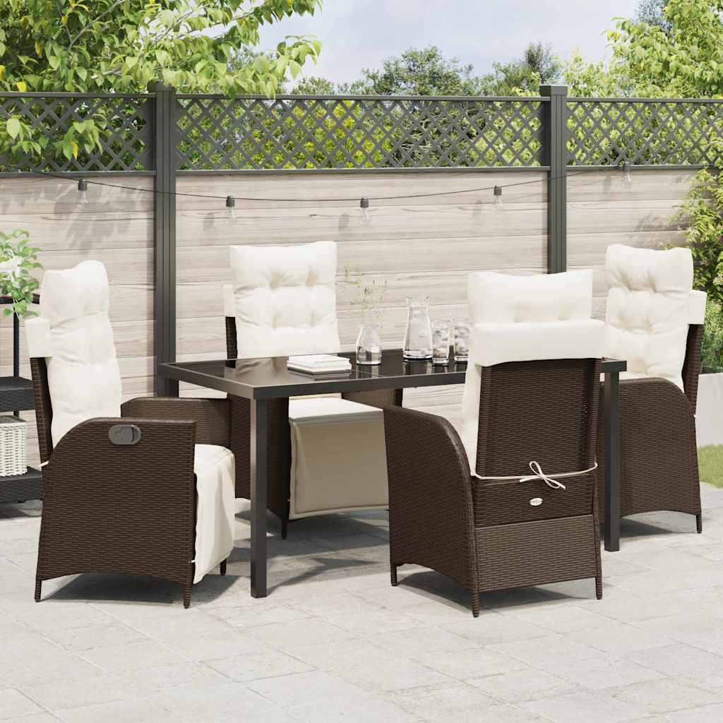 Garten Essgruppe mit Kissen 5 pcs Braun Poly-Rattan