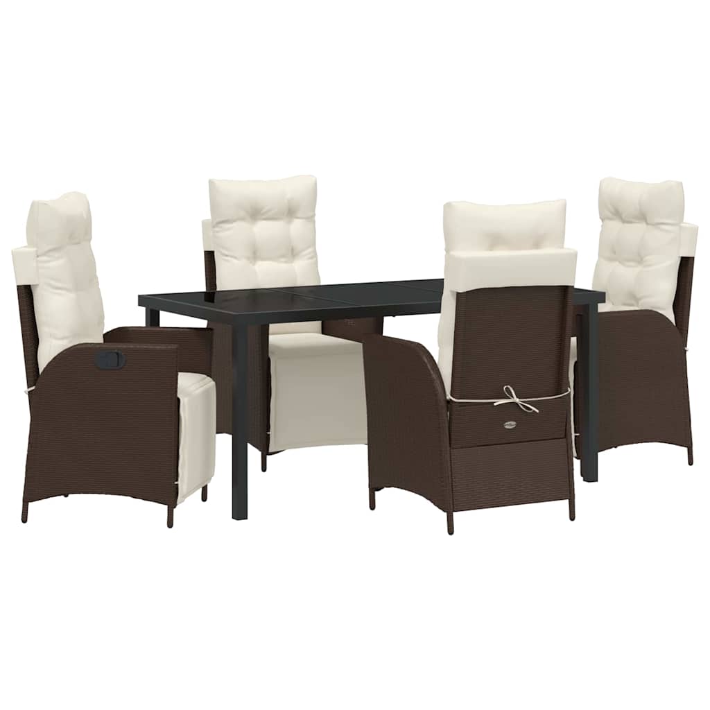 Garten Essgruppe mit Kissen 5 pcs Braun Poly-Rattan