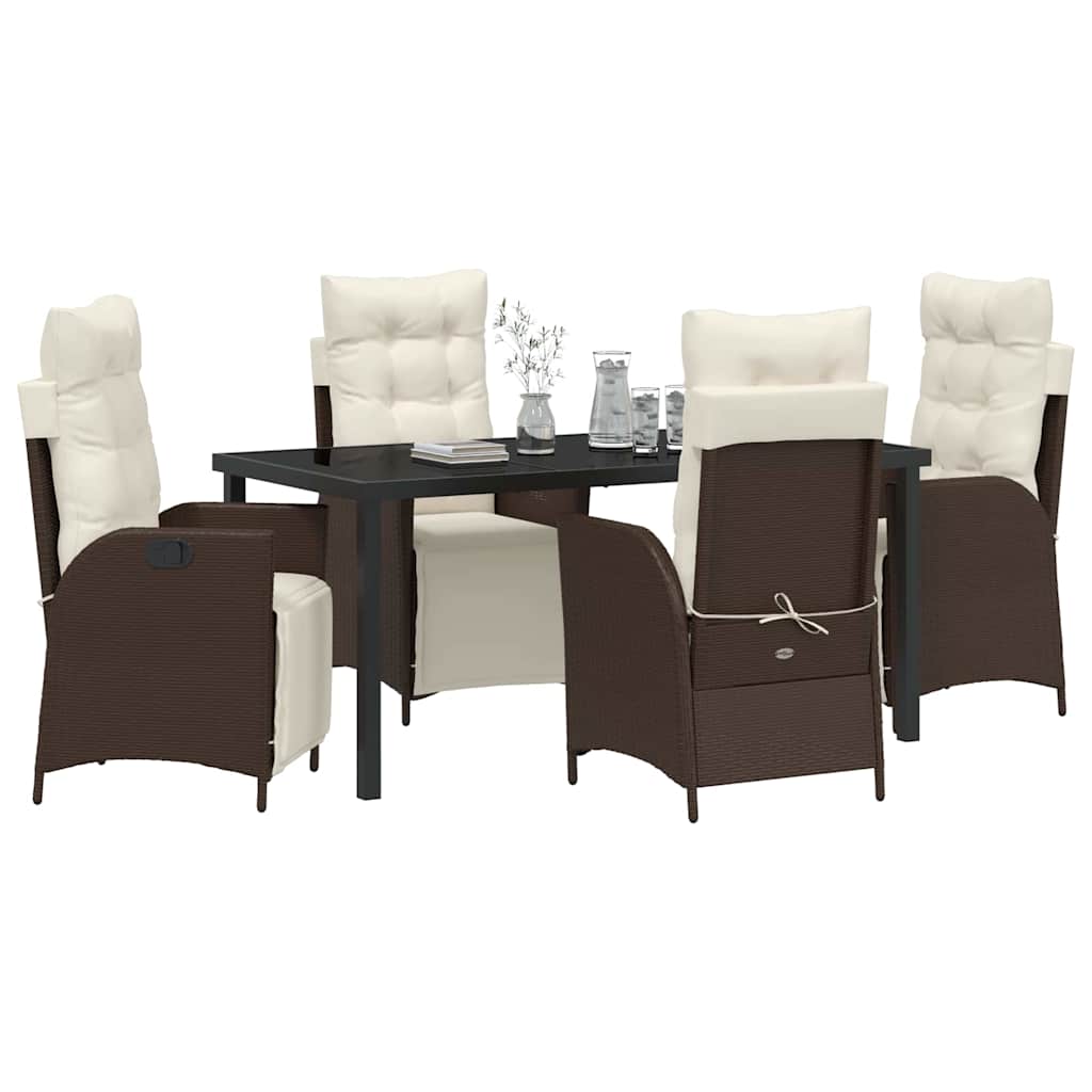 Garten Essgruppe mit Kissen 5 pcs Braun Poly-Rattan