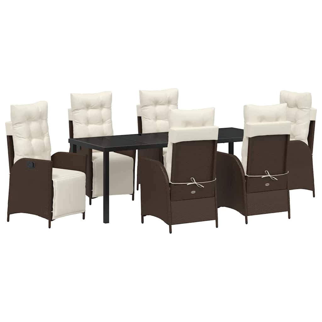 Garten Essgruppe mit Kissen 7 pcs Braun Poly-Rattan