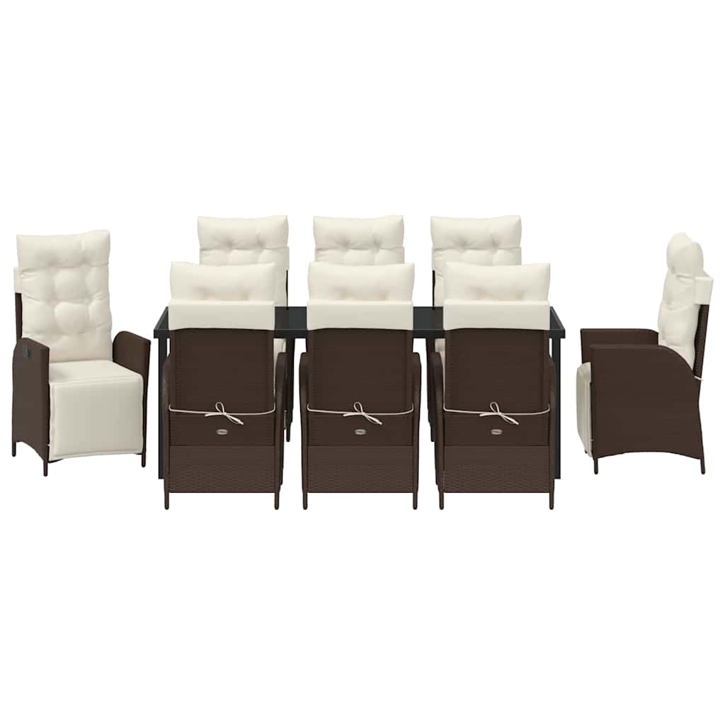 Garten Essgruppe mit Kissen 9 pcs Braun Poly-Rattan