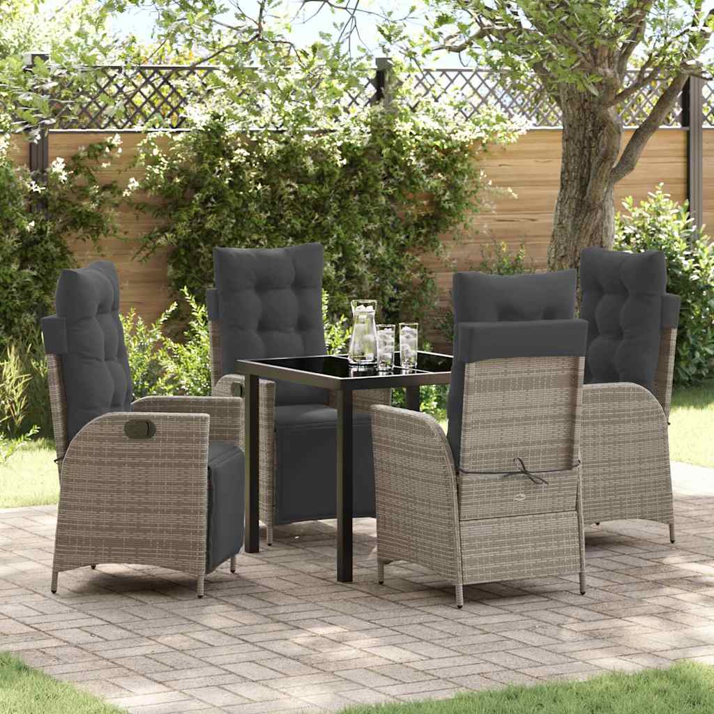 Garten Essgruppe mit Kissen 5 pcs Grau Poly-Rattan