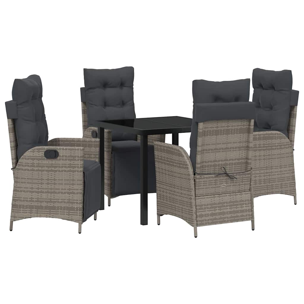 Garten Essgruppe mit Kissen 5 pcs Grau Poly-Rattan