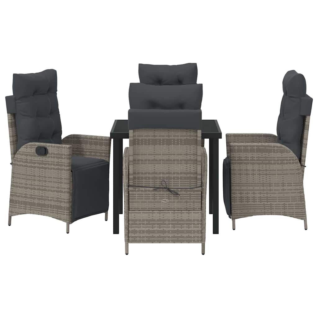 Garten Essgruppe mit Kissen 5 pcs Grau Poly-Rattan