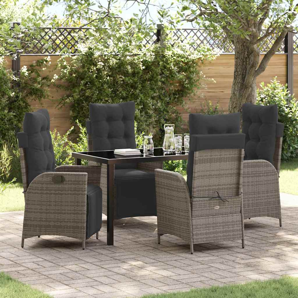 Garten Essgruppe mit Kissen 5 pcs Grau Poly-Rattan
