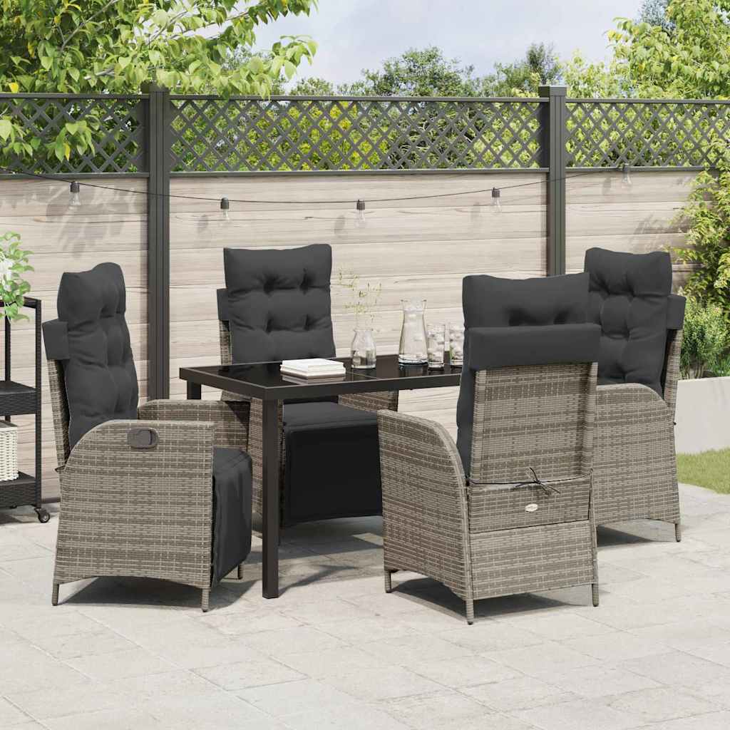 Garten Essgruppe mit Kissen 5 pcs Grau Poly-Rattan