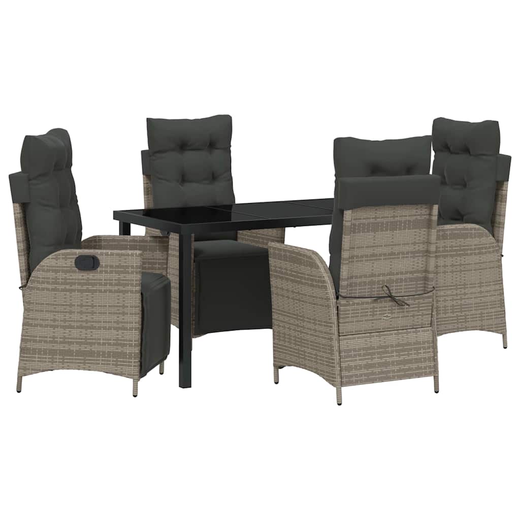 Garten Essgruppe mit Kissen 5 pcs Grau Poly-Rattan
