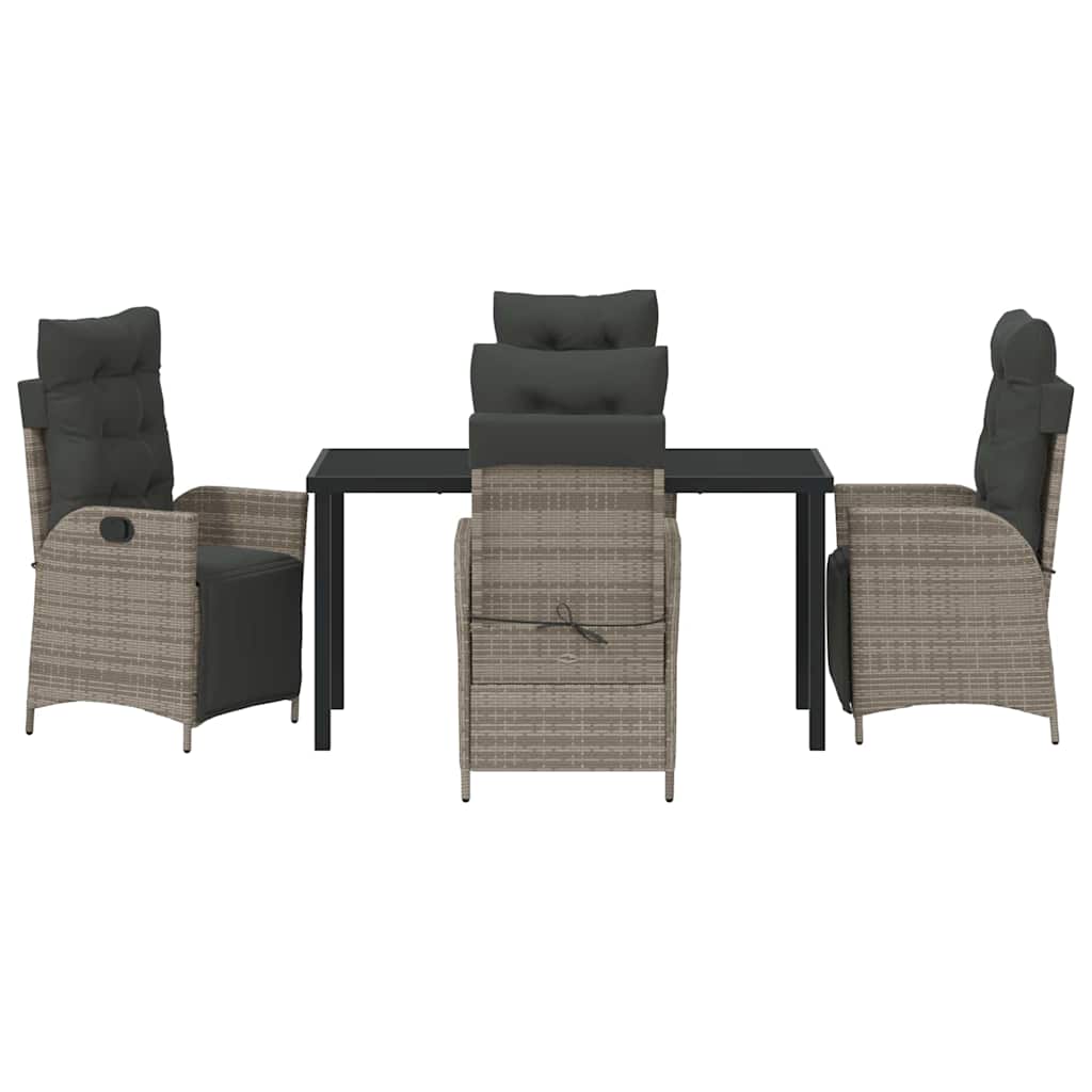 Garten Essgruppe mit Kissen 5 pcs Grau Poly-Rattan