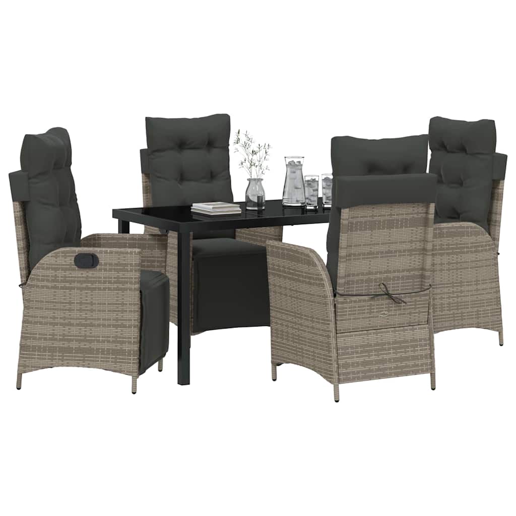 Garten Essgruppe mit Kissen 5 pcs Grau Poly-Rattan