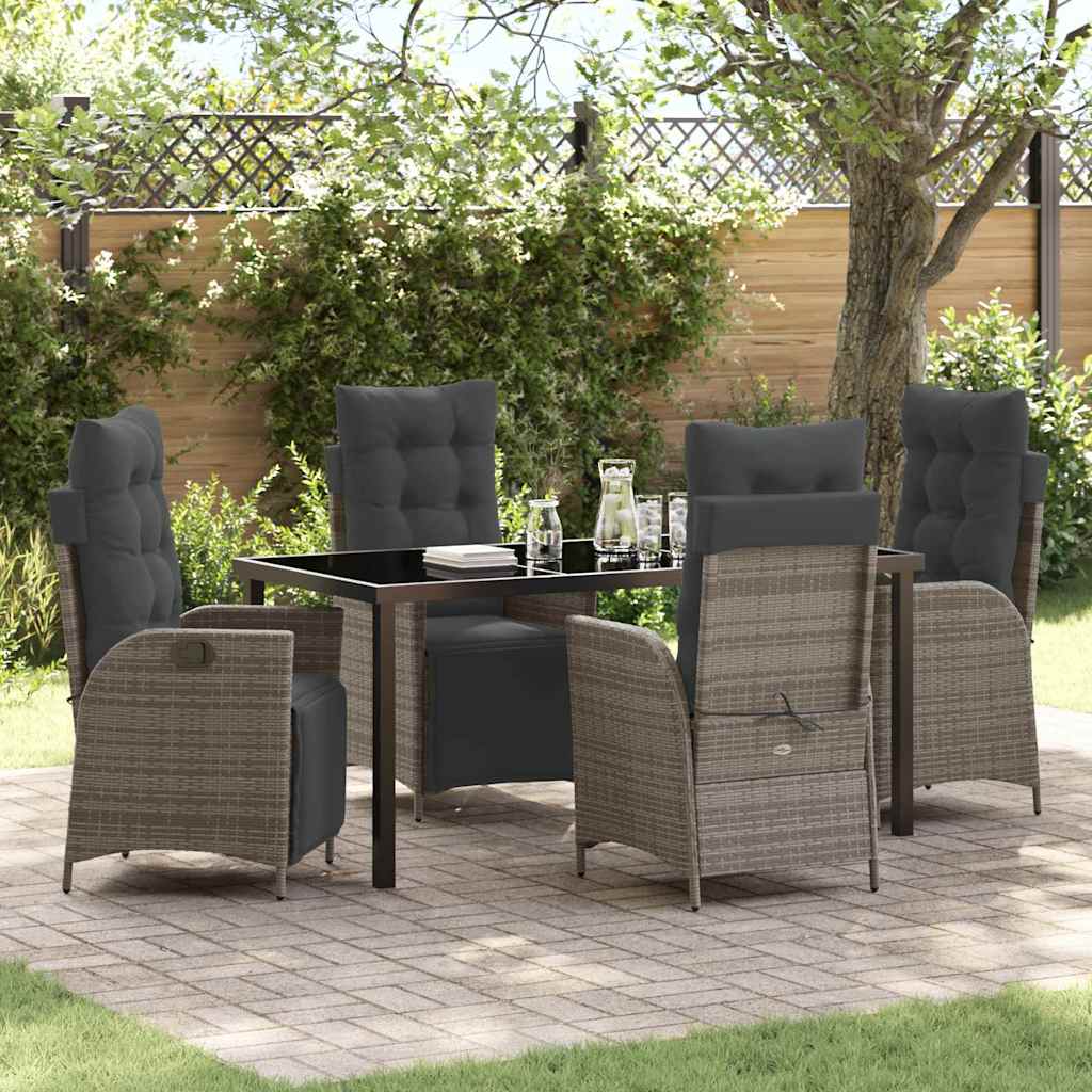 Garten Essgruppe mit Kissen 5 pcs Grau Poly-Rattan